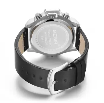 MEGIR Fashion Mens Watch Top Brand Luxury Sports Watches Waterproof Quartz Clock Leather Military Wrist Watch Relogio Masculino