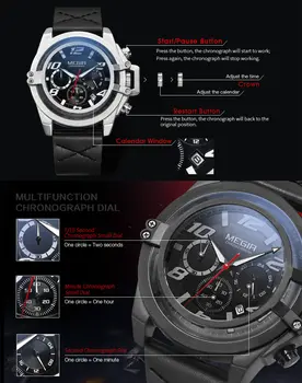 MEGIR Fashion Mens Watch Top Brand Luxury Sports Watches Waterproof Quartz Clock Leather Military Wrist Watch Relogio Masculino