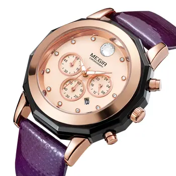 MEGIR Luxury Brand Women Bracelet Watches Ladies Fashion Quartz Sport Wristwatch Leather Dress Clock Chronograph Reloj Hombre