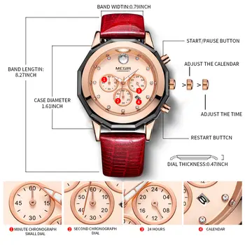 MEGIR Luxury Brand Women Bracelet Watches Ladies Fashion Quartz Sport Wristwatch Leather Dress Clock Chronograph Reloj Hombre