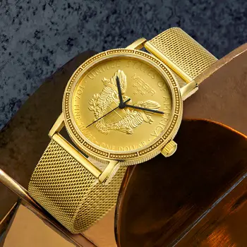 MEGIR Luxury Business Watches for Men Gold Steel Mesh Strap Men Quartz Watches Waterproof Wrist Watch Clock Reloj Hombre 2032
