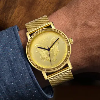 MEGIR Luxury Business Watches for Men Gold Steel Mesh Strap Men Quartz Watches Waterproof Wrist Watch Clock Reloj Hombre 2032