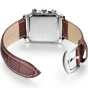 MEGIR Watch Men Business Wristwatch Rectangle Quartz Military Watches Waterproof Luminous Leather Casual Moda Clock Reloj Hombre