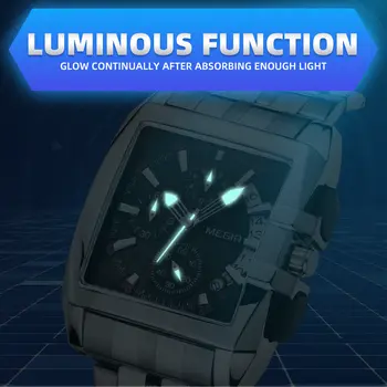 MEGIR Original Luxury Men Watch Stainless Steel Mens Quartz Wrist Watches Business Big Dial Wristwatches Relogio Masculino 2018