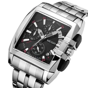 MEGIR Original Luxury Men Watch Stainless Steel Mens Quartz Wrist Watches Business Big Dial Wristwatches Relogio Masculino 2018