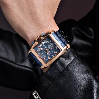 MEGIR Original Luxury Men Watch Stainless Steel Mens Quartz Wrist Watches Business Big Dial Wristwatches Relogio Masculino 2018