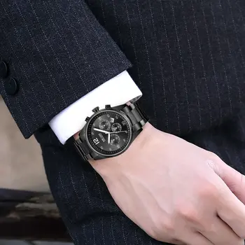 MEGIR Fashion Men Watches Luxury Stainless Steel Business Wristwatch Waterproof Date Quartz Man Clock Relogio Masculino