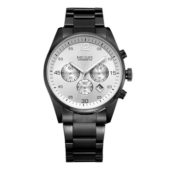 MEGIR Fashion Men Watches Luxury Stainless Steel Business Wristwatch Waterproof Date Quartz Man Clock Relogio Masculino