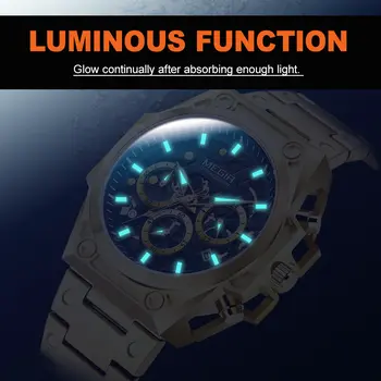 MEGIR Men's Watches Waterproof Sports Wristwatches Quartz Watch Chronograph Luminous Male Clock Calendar Relogio Masculino