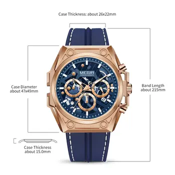 MEGIR Men's Watches Waterproof Sports Wristwatches Quartz Watch Chronograph Luminous Male Clock Calendar Relogio Masculino
