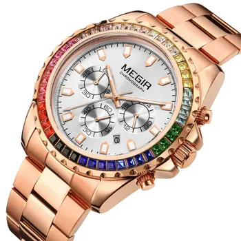 MEGIR Men Watches Brand Luxury Military Wristwatch Waterproof Steel Strap Quartz Chronograph Date Clock Male Relogio Masculino