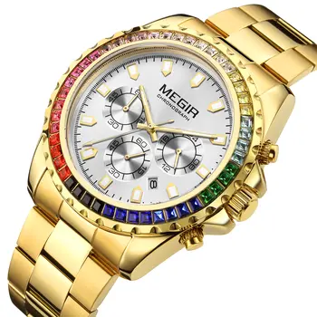 MEGIR Men Watches Brand Luxury Military Wristwatch Waterproof Steel Strap Quartz Chronograph Date Clock Male Relogio Masculino