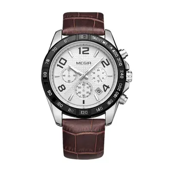 MEGIR Men Watch Top Brand Luxury Quartz Watches Waterproof Calendar Sport Wristwatch Leather Man Clock Chronograph Reloj Hombre 2014