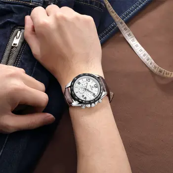 MEGIR Men Watch Top Brand Luxury Quartz Watches Waterproof Calendar Sport Wristwatch Leather Man Clock Chronograph Reloj Hombre 2014