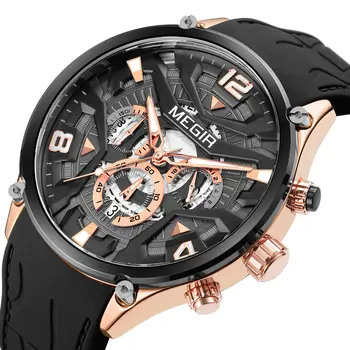 MEGIR Chronograph Men Watch Brand Luxury Military Watches Silicone Luminous Waterproof Date Man Wristwatch Sport Reloj Hombre