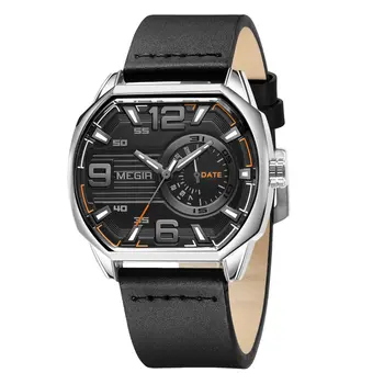 MEGIR Fashion Mens Watches Top Luxury Sport Military Watch Calendar Luminous Quartz Casual Man Wristwatch Clock Montre Homme
