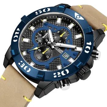 MEGIR Men Watches Fashion Luxury Big Dial Sports Watches Waterproof Quartz Wristwatch Chronograph Man Casual Luminous Clock 2136