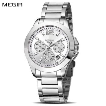 MEGIR Fashion Mens Watches for Men Top Brand Luxury Luminous Clock Steel Quartz Business Wristwatch Calendar Reloj Hombre 5006G
