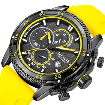 MEGIR Mens' Watches Luxury Fashion Military Sport Watch for Man Waterproof Luminous Silicone Quartz Wrist Watch Clock 2211