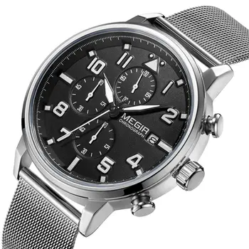 MEGIR Luxury Watches for Mens Casual Business Quartz Wrist Watch Calendar Date Man Clock Chronograph Relogio Masculino 2157