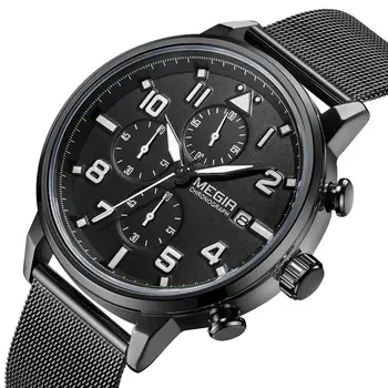 MEGIR Luxury Watches for Mens Casual Business Quartz Wrist Watch Calendar Date Man Clock Chronograph Relogio Masculino 2157
