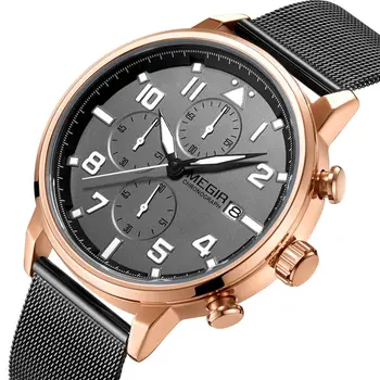 MEGIR Luxury Watches for Mens Casual Business Quartz Wrist Watch Calendar Date Man Clock Chronograph Relogio Masculino 2157
