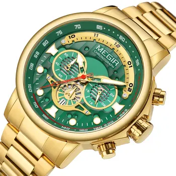 MEGIR Luxury Men Watches Stainless Steel Quartz Wristwatches Fashion Men Business Watch Clock Male Chronograph Relogio Masculino