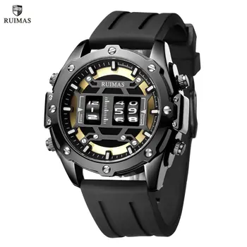 RUIMAS Mens Watches Roller Pointer Sports Quartz WristWatch Fashion  Luxury Silicone Strap Waterproof Relogio Masculino