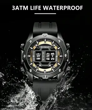 RUIMAS Mens Watches Roller Pointer Sports Quartz WristWatch Fashion  Luxury Silicone Strap Waterproof Relogio Masculino
