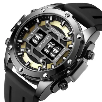 RUIMAS Mens Watches Roller Pointer Sports Quartz WristWatch Fashion  Luxury Silicone Strap Waterproof Relogio Masculino