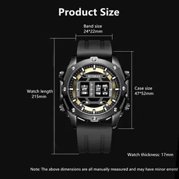 RUIMAS Mens Watches Roller Pointer Sports Quartz WristWatch Fashion  Luxury Silicone Strap Waterproof Relogio Masculino