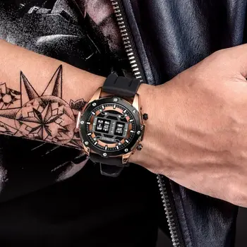 RUIMAS Mens Watches Roller Pointer Sports Quartz WristWatch Fashion  Luxury Silicone Strap Waterproof Relogio Masculino