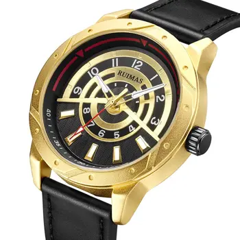 RUIMAS Men Wristwatch Luxury Leather Sports Military Wrist Watches Waterproof Large Dial Casual Quartz Clock Relogio Masculino