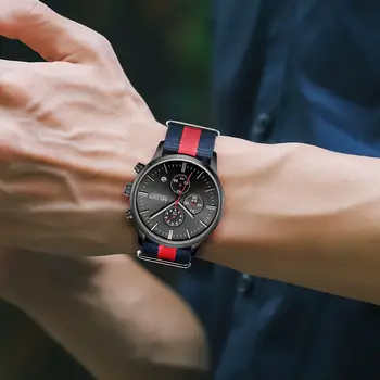 MEGIR Luxury Brand Sports Military Watches for Men Canvas Strap Fashion Men Chronograph Waterproof Luminous Quartz Wristwatch Clock 2011