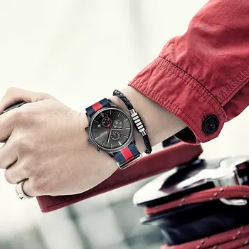MEGIR Luxury Brand Sports Military Watches for Men Canvas Strap Fashion Men Chronograph Waterproof Luminous Quartz Wristwatch Clock 2011