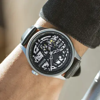 RUIMAS Mens Watches Leather Sports Watches Men's Army Military Wrist Watch Automatic Mechanical Male Clock Reloj Hombre 6787