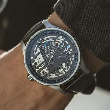 RUIMAS Mens Watches Leather Sports Watches Men's Army Military Wrist Watch Automatic Mechanical Male Clock Reloj Hombre 6787