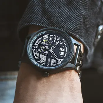 RUIMAS Watches for Men Top Brand Luxury Mechanical Chronograph Clock Stainless Steel Casual Wrist Watch Man Business Watch 6787