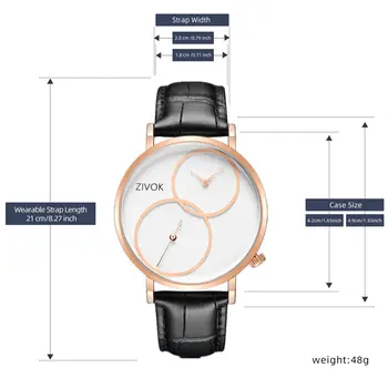 ZIVOK Large Dial Men's Quartz Watches Leather Bracelet Sport Men Watches Waterproof Male Clock Reloj Hombre