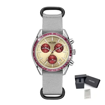 MEGIR Fashion Brand Men Wristwatches Military Sport Watches Canvas Strap Waterproof Chronograph Clock Gift for Men Montre Homme 2247