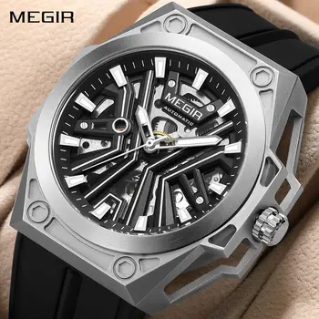 MEGIR Fashion Fully Automatic Mechanical Men's Watch Stainless Steel Case Sports Military Wristwatch Waterproof Watches Clock 8603
