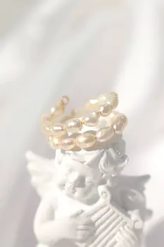 18K Freshwater Pearls Spiral Adjustable Ring