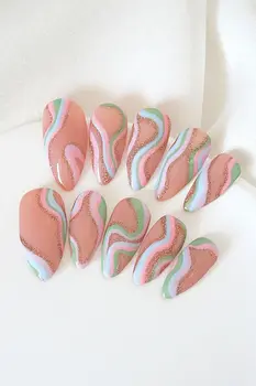 "Ice Cream Party" | Pastel Colors Art Press On Nails Set