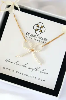 "Miss Coquette" | 24K Pearls Bow Necklace