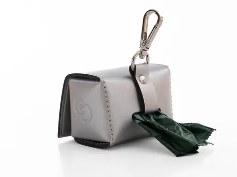 Dog Poop Bag Holder (Vegan Apple Leather) in Black, Silver, Blush Pink, Ice Blue or Forest Green – by Skylos Collective
