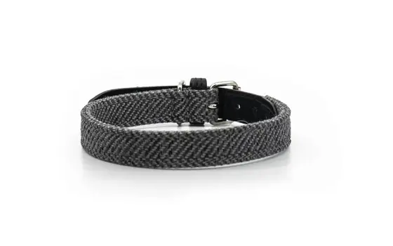 “Balmoral” Herringbone & Leather Dog Collar – by Ralph & Co