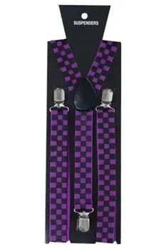Wickedfun Black/Purple Checkered Printed Braces (2.5 cm)