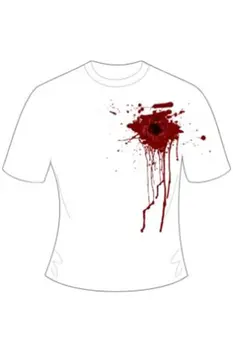 Men Halloween White Gunshot Wound Printed T-Shirt