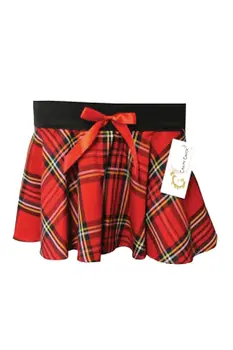 Crazy Chick Girls Bow Tartan Skirt Red