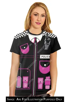 Wickedfun Women Men Police Printed T-Shirt